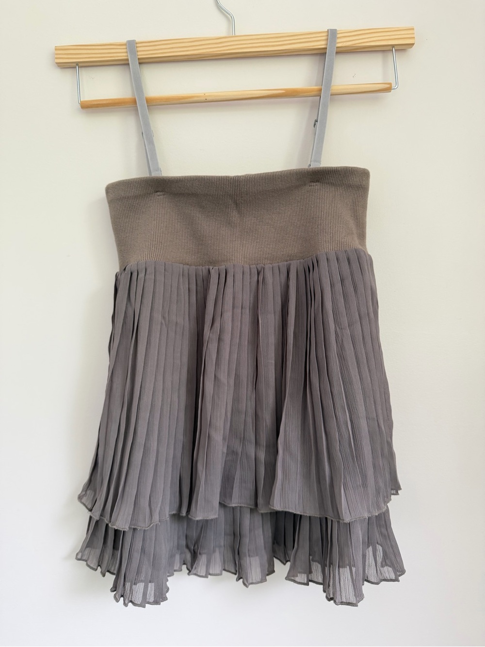 Pleated Layered Grey Strap Top or Mini Skirt